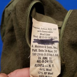 overcoat enlist 1953 liner