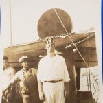 RPPC SAILOR MKII GAS MASK ABOARD SHIP. Very scarce photo of a Navy sailor wearing one of the early MKII variations of the gas mask. Excellent condition with writing of this man's name and wearing the mask on the back. Photoshoto-of-sailor-in-gas-mask-scarce-variation-aboard-ship-1918