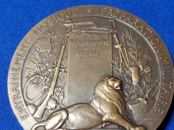 medal-french-1912-prep-preparedness-for-war-bronze-lion-cannon-front-back