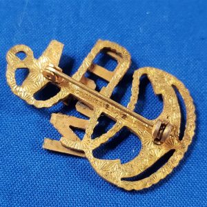 cpo-navy-visor-cap-device-wwii-acid-test-pin-back-gold-insignia