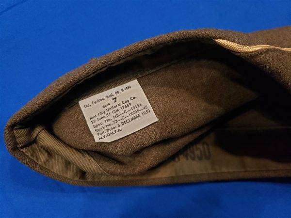 garrison-cap-korean-war-quartermaster-corps-with-original-dated-tag-buff-cord