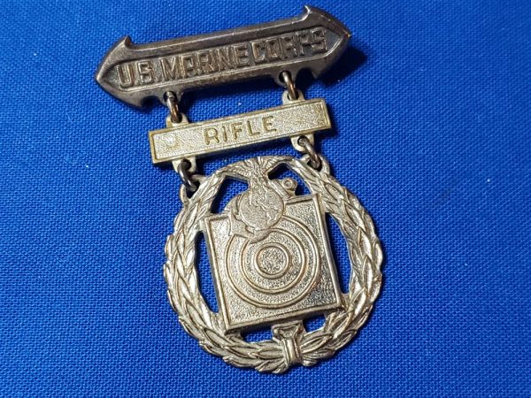 usmc-badge-m37-rifle-bar-by-meyer-in-sterling-simple-c-catch-wwii-early