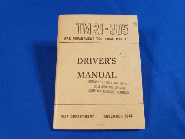 drivers-manual-tm21-305-wwii-502nd-airborne-ab-1944-dated-complete