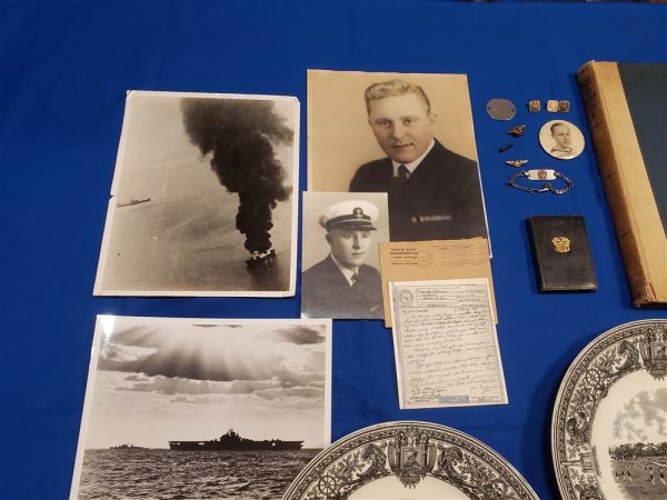 group-navy-wwii-emering-pilot-uss-essex-very-large-with-identification-paperwork-badges-bracelet-wings-photos