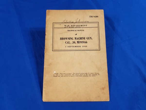 tm9-206-m1919-a6-mg-1943-dated-manual-pic-photo-right-cover