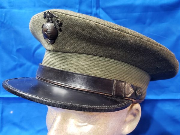 visor-usmc-officers-wwii-greens-with-hh-ega-detailed-front-top-world-war-two