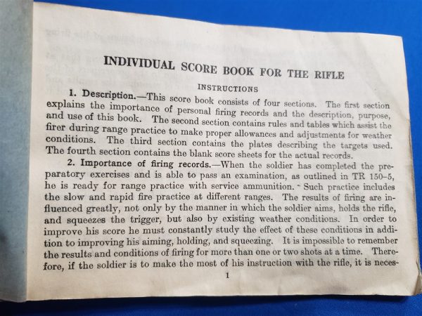 score-book-1926-dated-army-pages-target-writing-m1903