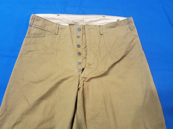 trousers-wwi-1917-dated-summer-khaki-34-size-buttons-top-bottom-calf