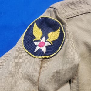 shirt-cbi-tan-wwii-sgt-with-theater-made-insignia-patches-buttons-damage-collar-stain