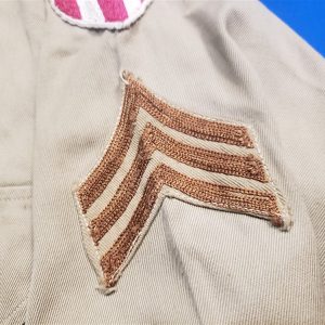 shirt-cbi-tan-wwii-sgt-with-theater-made-insignia-patches-buttons-damage-collar-stain