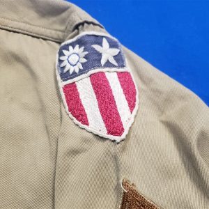 shirt-cbi-tan-wwii-sgt-with-theater-made-insignia-patches-buttons-damage-collar-stain