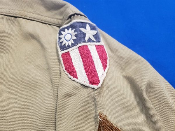 shirt-cbi-tan-wwii-sgt-with-theater-made-insignia-patches-buttons-damage-collar-stain