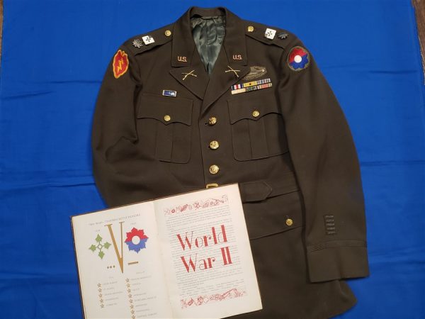 tunic-wwii-lt-col-schmidt book-sicily-pin-silver-star-winner-with-stripes-label-unit-history-included