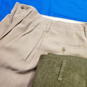 trousers-pinks-greens-wwii-officers-talon-zipper-front-back-side-waist-tropical