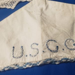 cap-hat-cover-uscg-spars-woman-wwii-white-lace-trim-embroidered-pair