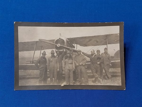 photo-card-world-war-one-of-camo-plane-and-crew-pilot