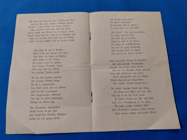 world-war-one-german-book-of-songs-dated-for-the-first-year-of-war