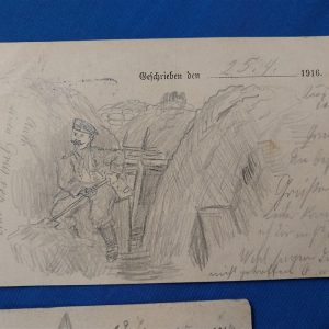 world-war-one-german-field-post-cards-with-drawings-of-trenches-and-helmet-perconal-notes-on-the-back-wwi