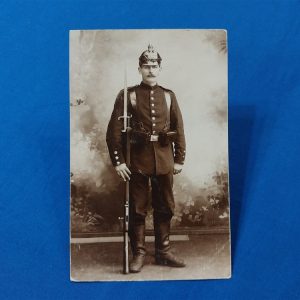 german-real-picture-post-card-of-infantry-man-early-brass-helmet-parts-early-rifle-rppc-dress-5