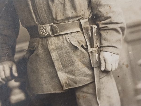 austria-hungarian-soldier-world-war-one-rppc-taken-in-vienna-with-bayonet-belt-buckle-with-eagle-and-shooting-cord