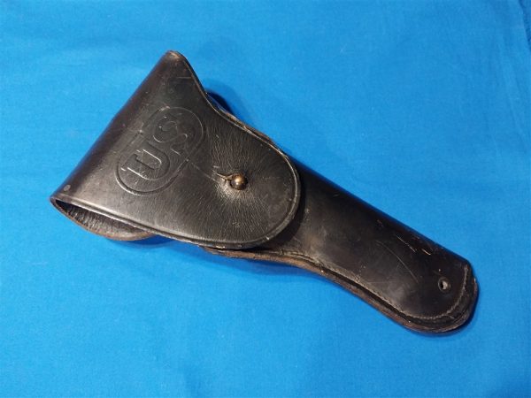 holster-for-m1911-pistol-vietnam-era-black-leather-dated-1964-near-unissued-bucheimer-maufacture