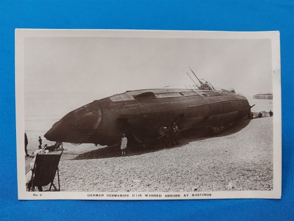 real-picture-post-card-set-of-5-beaching-of-u-118-submarine-german-in-1919-in-hastings-england