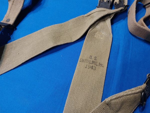 world-war-two-original-m1936-suspenders-dated-1943-unissued condition-with-scarcer-maker-stamp-smithline