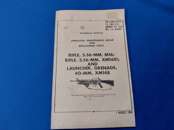 tm9-1005-manual-for-the-XM16E1-rifle-and-early-m16-techinical-break-downs-photos-soft-cover