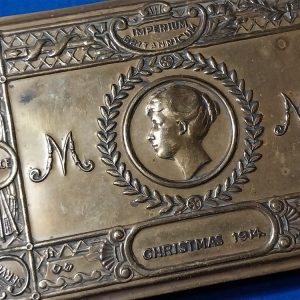 world-war-one-british-princess-mary-christmas-1914-brass-box-with-bullet-pencil-in-used-condition