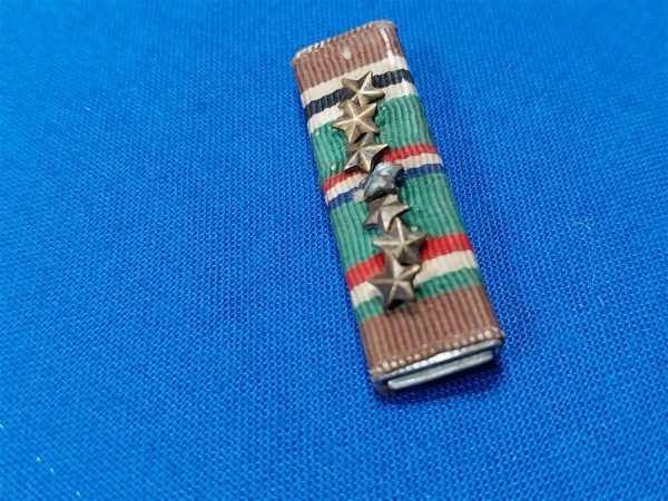 world-war-two-eto-ribbon-with-7-battle-pins-original-war-time-zinc-back-plate