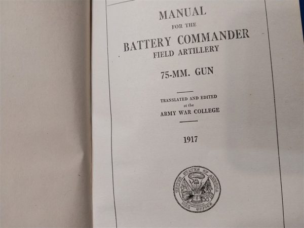 world-war-one-battery-commanders-book-1917-dated-red-oil-cloth-cover-instructions-75-millimeter-cannon-gun