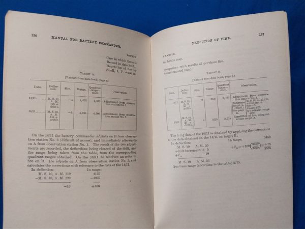 world-war-one-battery-commanders-book-1917-dated-red-oil-cloth-cover-instructions-75-millimeter-cannon-gun