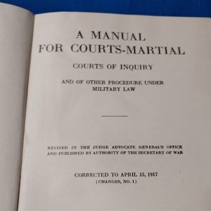 world-war-one-court-martial-book-dated-1917-hard-cover-423-pages-rules-law-punishment