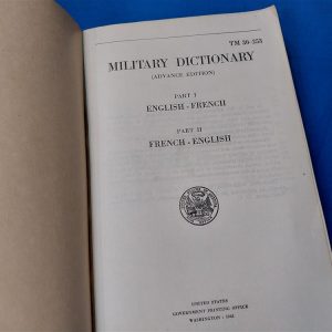 world-war-two-military-dictionary-for-translation-ofenglish-to-french-and-reverse-812-pages-excellent-condition