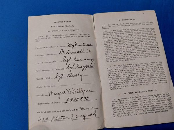 world-war-one-recruit-book-from-fort-thomas-kentucky-printed-for-information-of-training-oath-signed-in-back-soft-cover-pocket-size