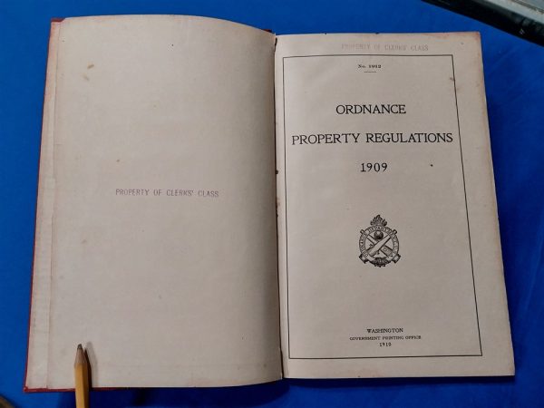 1909-dated-ordance-property-and-regulations-manual-hard-cover-early-red-used-regs