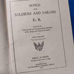 world-war-one-song-book-1917-printed-for-soldiers-and-sailors-united-states-army-printed