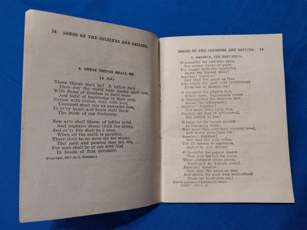 world-war-one-song-book-1917-printed-for-soldiers-and-sailors-united-states-army-printed