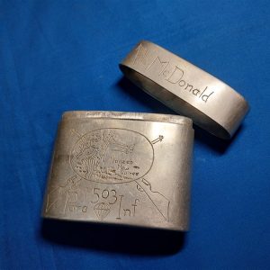 Cigarette-holder-world-war-two-trench-art-of-the-503rd-parachute-infantry-aluminum-with-wings-design-in-plastic-ends-top-503rd