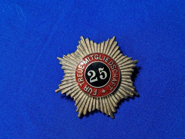 german-world-war-one-25-year-membership-service-badge-honor-enameled-large-original-pin-unmarked