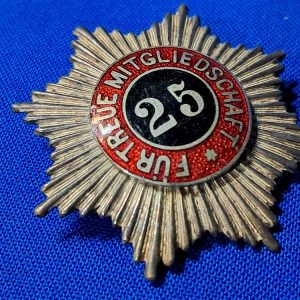 german-world-war-one-25-year-membership-service-badge-honor-enameled-large-original-pin-unmarked