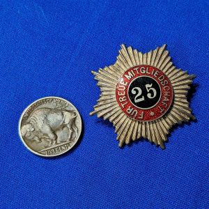 german-world-war-one-25-year-membership-service-badge-honor-enameled-large-original-pin-unmarked