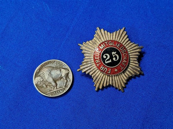 german-world-war-one-25-year-membership-service-badge-honor-enameled-large-original-pin-unmarked