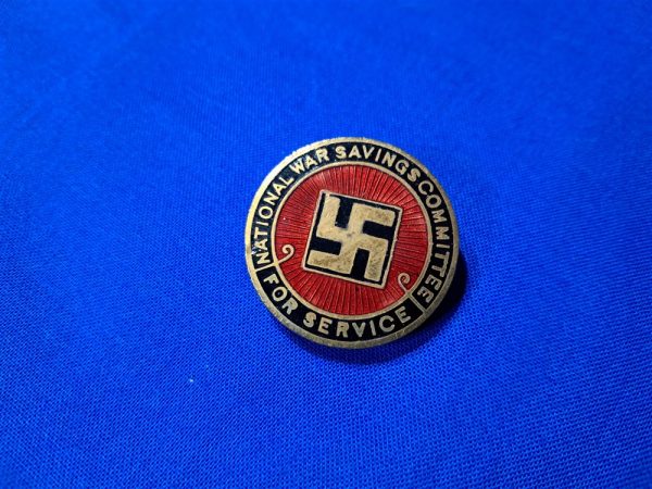 british-world-war-one-savings-committee-badge-with-patent-and-maker-mark-on-back-swastika-on-front-enamel