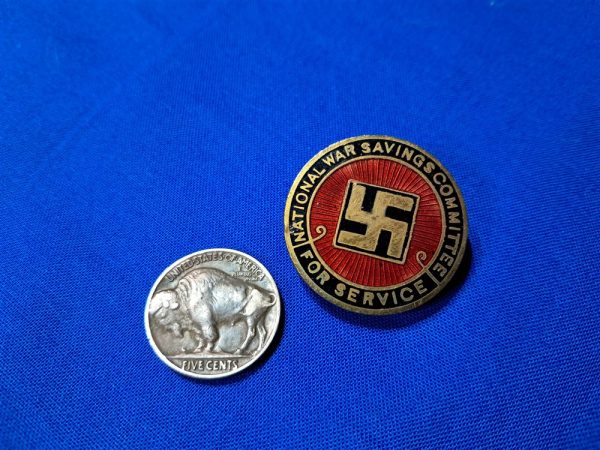 british-world-war-one-savings-committee-badge-with-patent-and-maker-mark-on-back-swastika-on-front-enamel