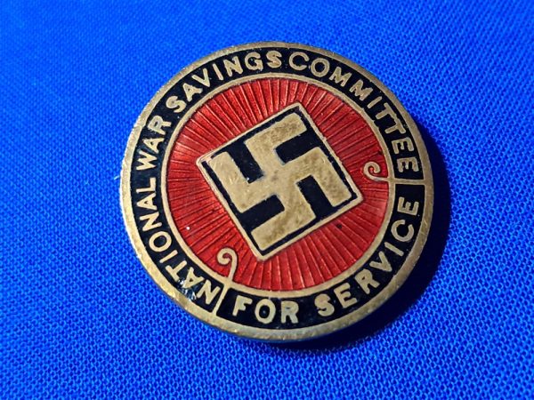 british-world-war-one-savings-committee-badge-with-patent-and-maker-mark-on-back-swastika-on-front-enamel