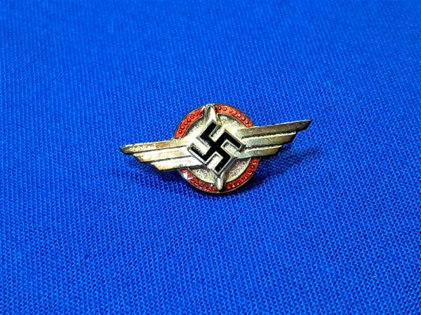 world-war-two-german-d-l-v-membership-pin-small-with-great-enamel-insignia-maker-marked-on-back