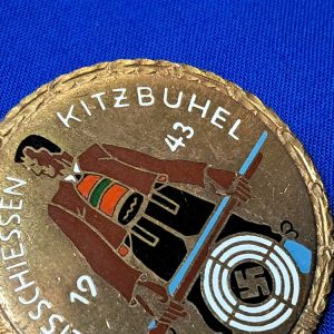 german-world-war-two-shooting-medal-badge-gold-master-wreath-kreis-kitzbuhel-enamel