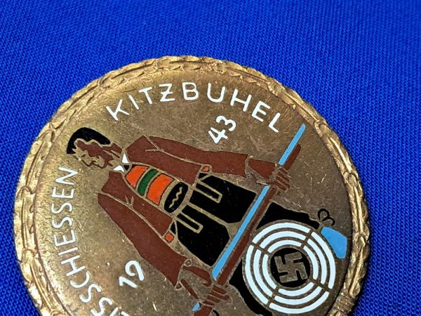 german-world-war-two-shooting-medal-badge-gold-master-wreath-kreis-kitzbuhel-enamel