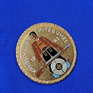 german-world-war-two-shooting-medal-badge-gold-master-wreath-kreis-kitzbuhel-enamel